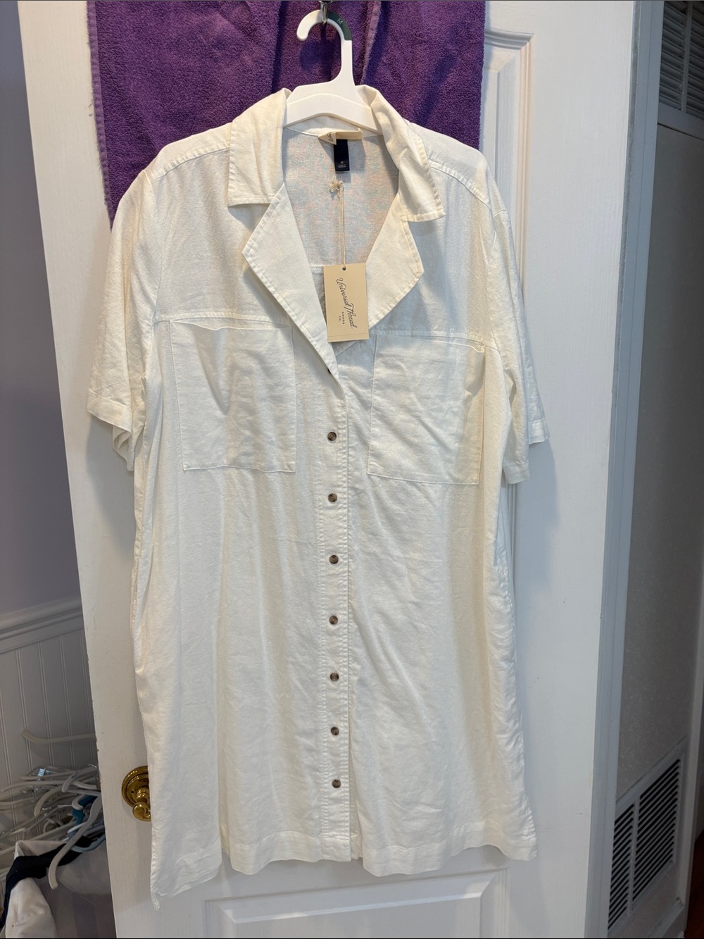NWT Universal Thread White Short-Sleeve Button-Down Shirt Dress